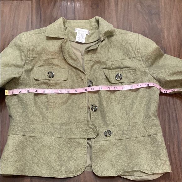 Worthington Sage Green Subtle Snakeskin Pattern Blazer Jacket - Picture 4 of 6